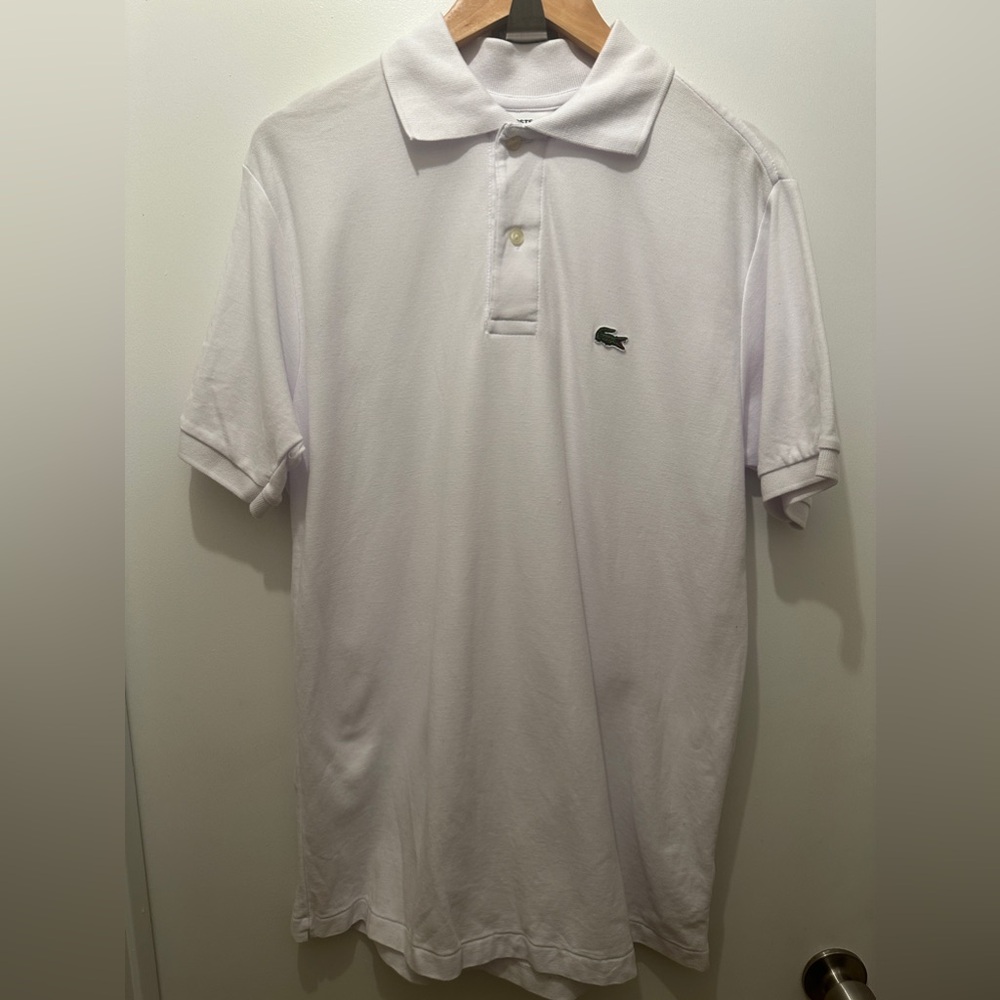 Lacoste White Short Sleeve Polo Shirt Men’s 7 XL